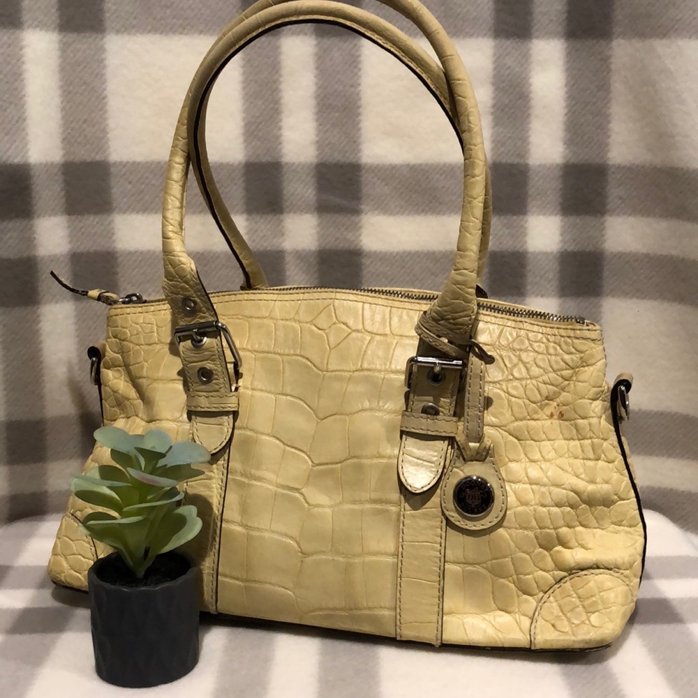 Dooney & Bourke yellow crocodile satchel handbag